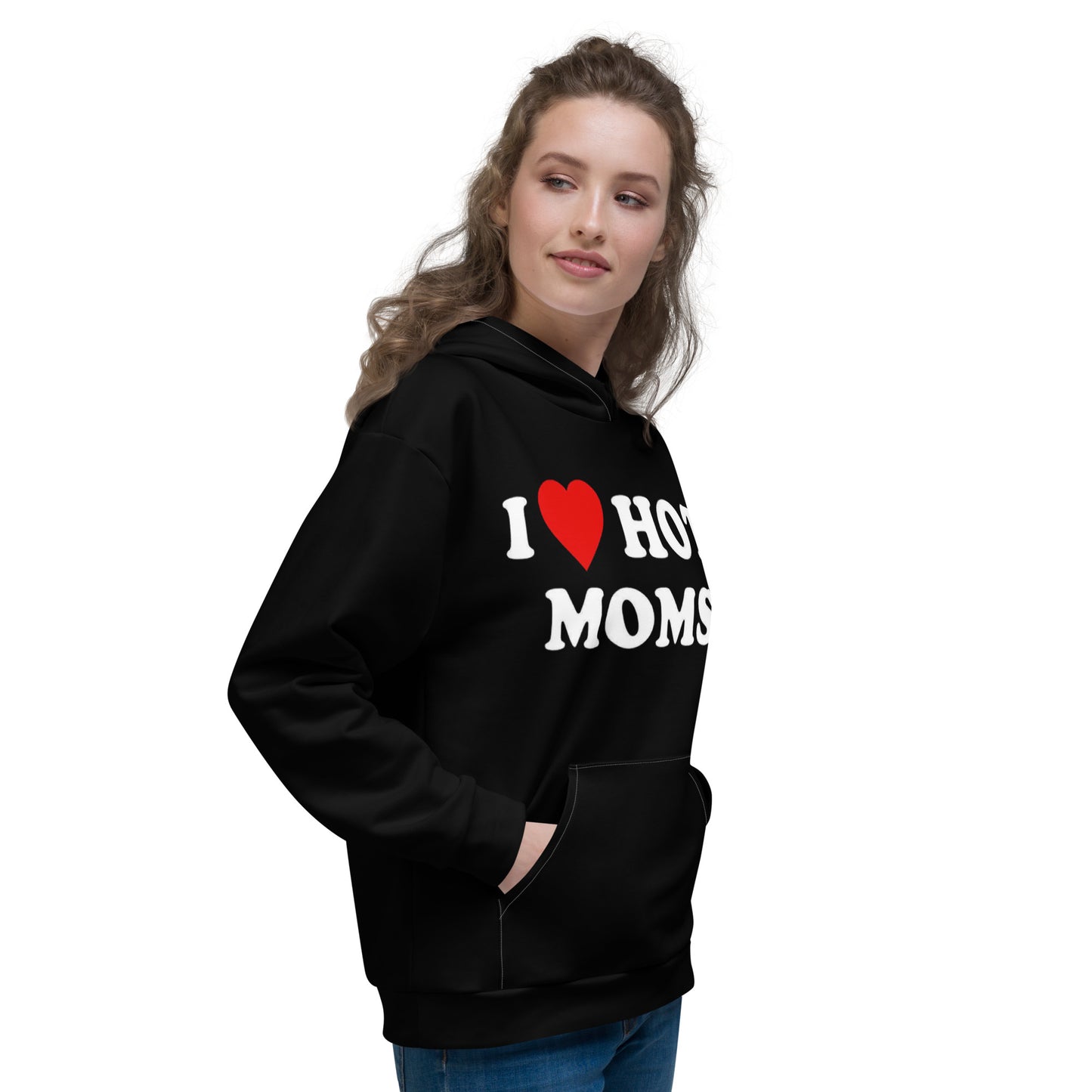 I Love Hot Moms Black OzoneHoodie